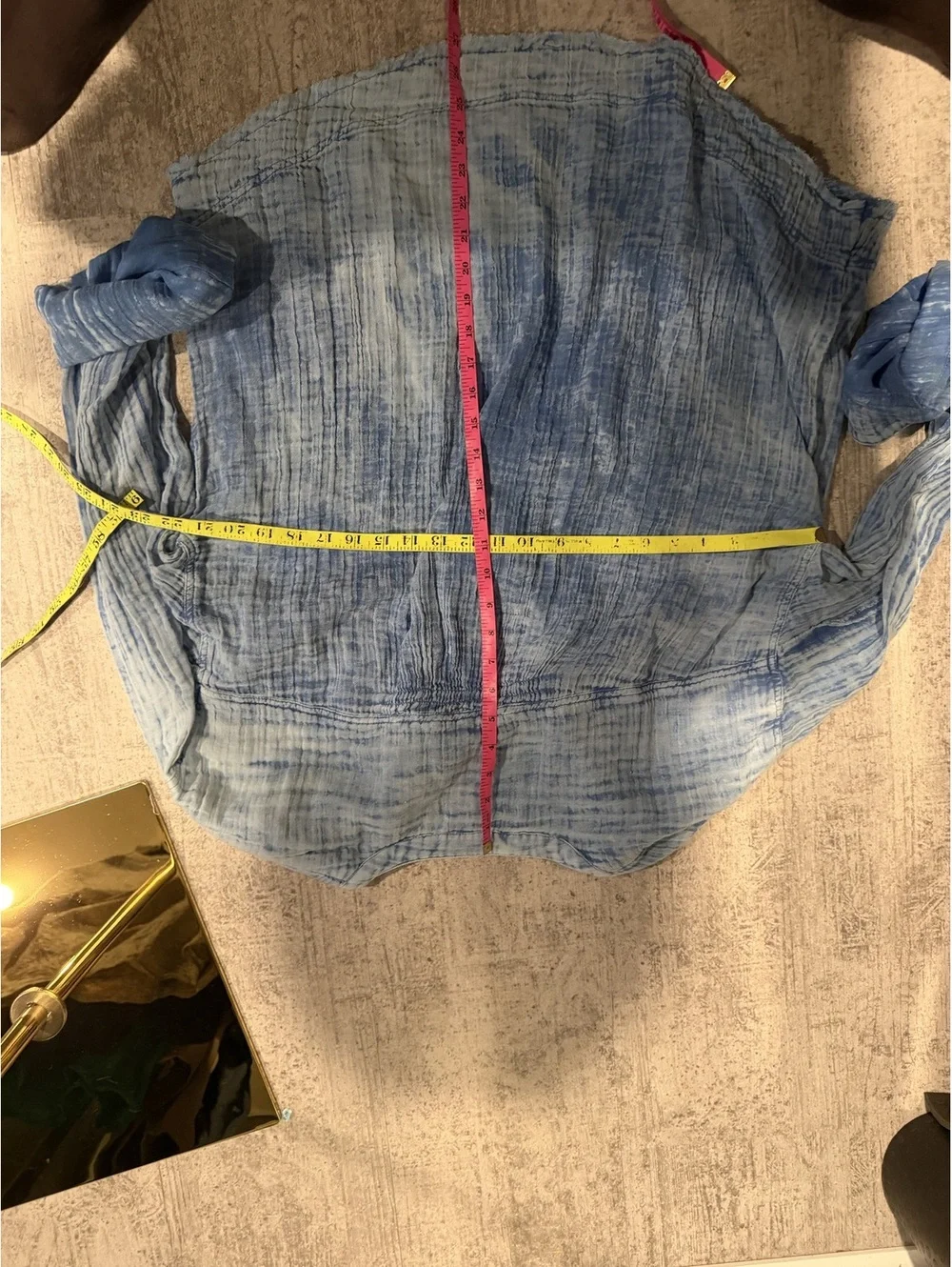 NWT We the Free Freepeople Anguilla Washed Denim Gauze Pullover M